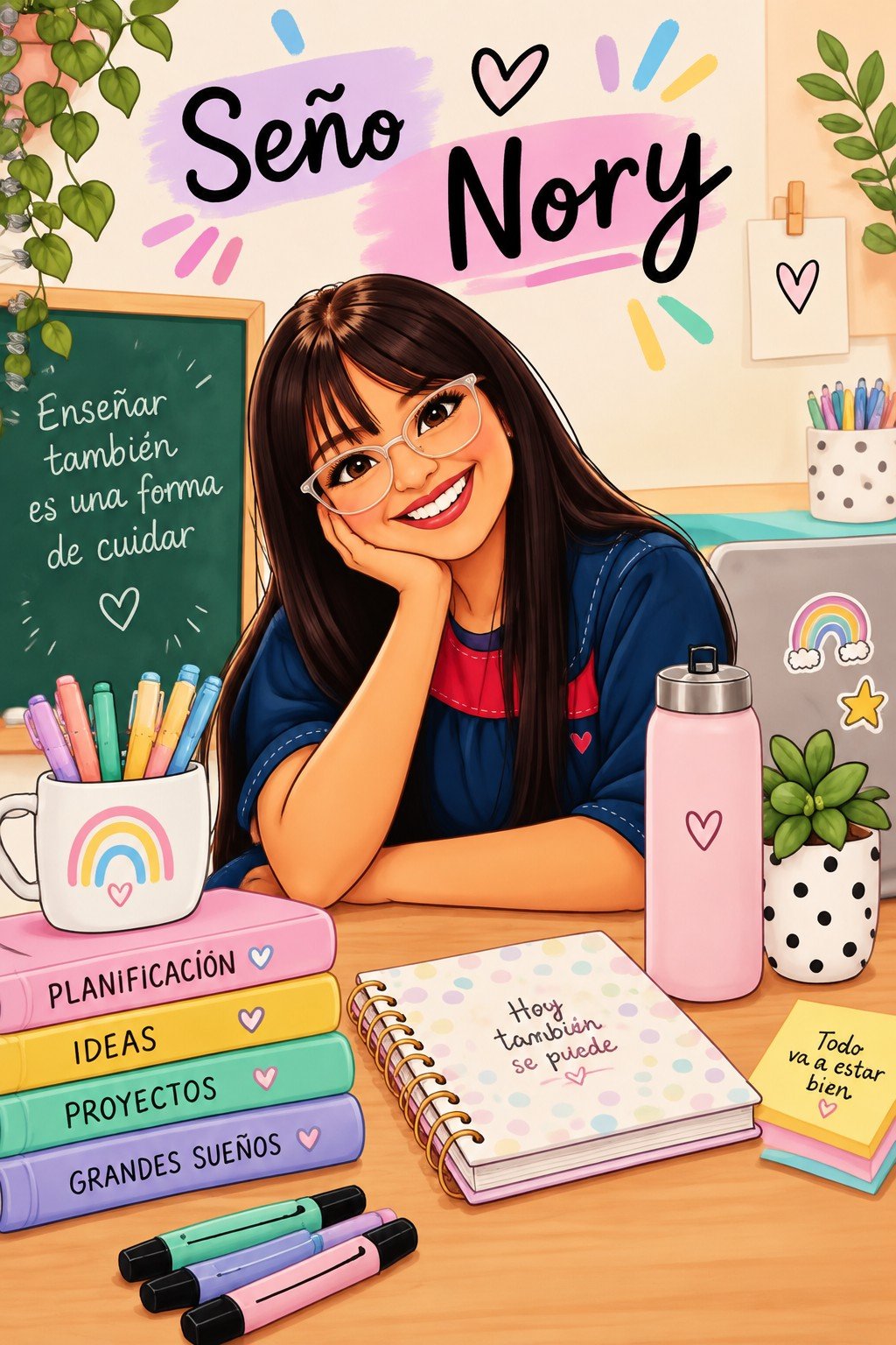 Ilustración de la Seño Nory en su espacio creativo
